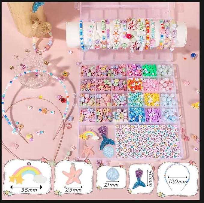 UXIMAIR Bracelet Making Kit for Kids Girls - Cute Beads for Jewelry Making Kit with Charms - Arts and Crafts for Make Necklaces - Birthday Gifts for Girls Ages 6 7 8 9 10 (Kids' Jewelry Making Kits)