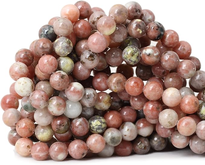 cheavian 45pcs 8mm natural plum blossom stone gemstone round loose beads for diy bracelet necklace earrings jewelry making 1 string 15 inches