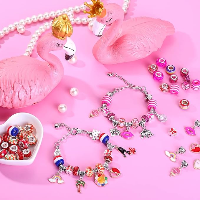 aipridy 150 pieces charm bracelet making kit,unicorn mermaid crafts gifts set can inspires imagination and creativity,jewelry making kit perfect gifts for girls 5-12 years old (150 pieces)