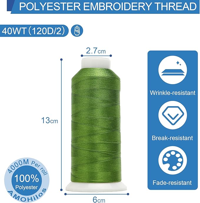 High Tenacity Polyester Embroidery Machine Thread 40WT(120D/2) 4000M Per Spool for Commercial and Domestic Embroidery Machine (Clover-1769)