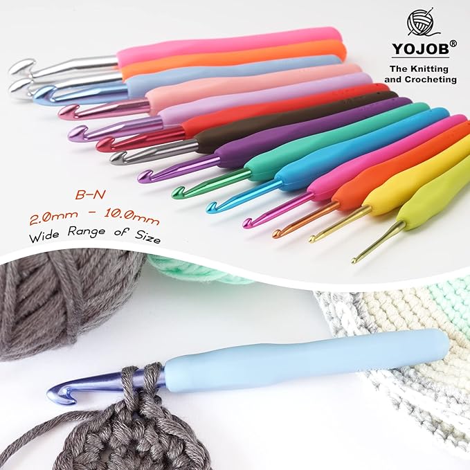 YOJOB 2Pack Size 7.0mm, L / 8.0mm Crochet Hooks, Super Smooth & Ergonomic for Beginner and Advanced (7.0mm, 8.0mm)