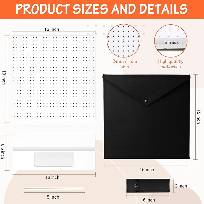 House of worlds 13" Crochet Blocking Board with 20 Pins/Pegs, Granny Square Blocking Boards for Crochet Projects, High-Density Board with PVC Coating. Crocheting Accessories Gifts for Crocheters