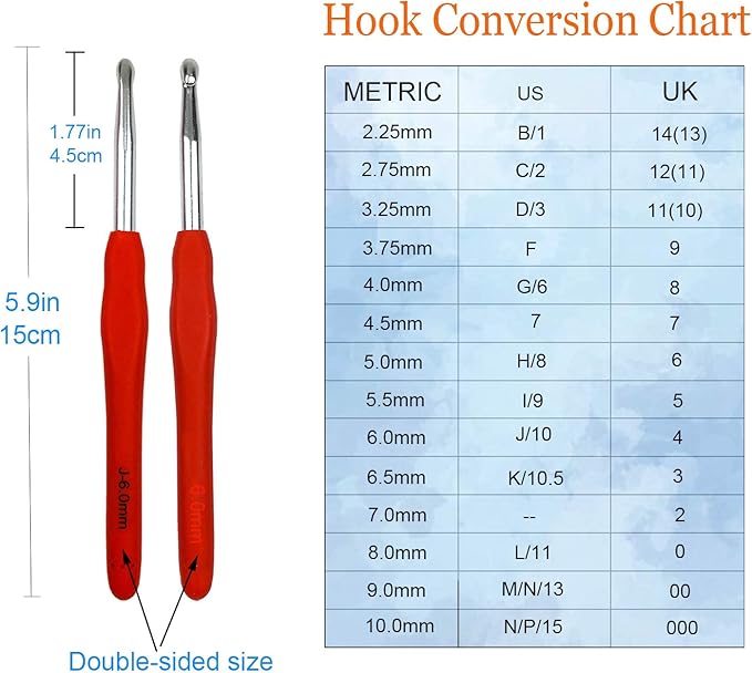Mdoker Extra Long Crochet Hooks,Ergonomic Grip Soft Handles for Handmade DIY Crocheting,Crochet Hook Needles for Arthritic Hands,Size J/10(6.0MM)