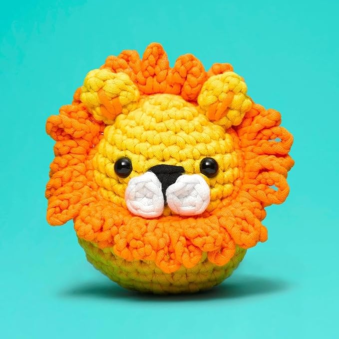 the woobles crochet kit for beginners - easy arts and crafts knitting & crochet animals kit as seen on shark tank - sebastian the lion