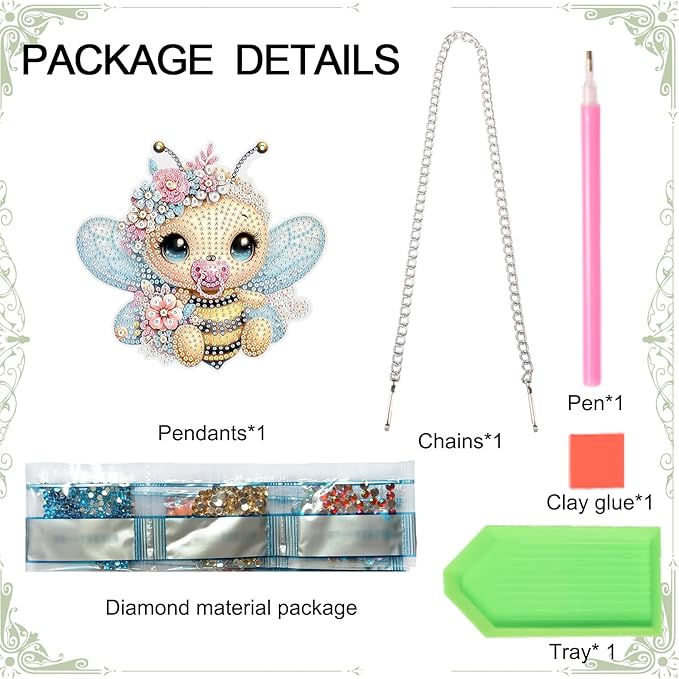 AiYuanzsh Cute Bee Diamond Painting Hanging Pendant Kit, 5D DIY Acrylic Special Shaped Rhinestones Diamond Art Hanging Ornament, Window Wall Home Decor Gift for Adults