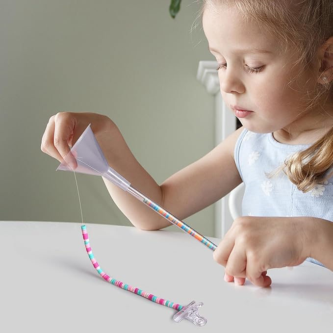 codree 3 Pack Beading Funnel Bracelet Making Kit- Clay Bead Beading Tools Kit- Beading Funnel Beading Needles for 0.24" Clay Beads Jewelry Making, Bracelets, Necklaces (Not Include Clay Beads)