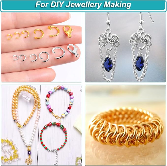 Jewelry Pliers and Jump Rings Set, Needle Nose Round Nose Wire Cutters Chain Pliers for Bracelet, Necklace Jewelry Repair Supplies Kit