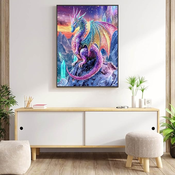 Meothan 5D Diamond Painting Kits for Adults Beginners Dragon Diamond Art Kits for Adoults DIY Full Round Paint with Diamond Art Dots Crystal Dragon Gem Art Painting Crafts Kits 11.8x15.7inch