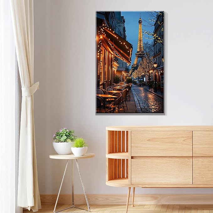 JOOZ Paint by Numbers Kit for Adults with Frame Eiffel Tower Paint by Number with Easel City Street Scene Adult Paint by Number Kits DIY Oil Painting Kits for Gift Home Wall Decor 7.87x11.81 Inch
