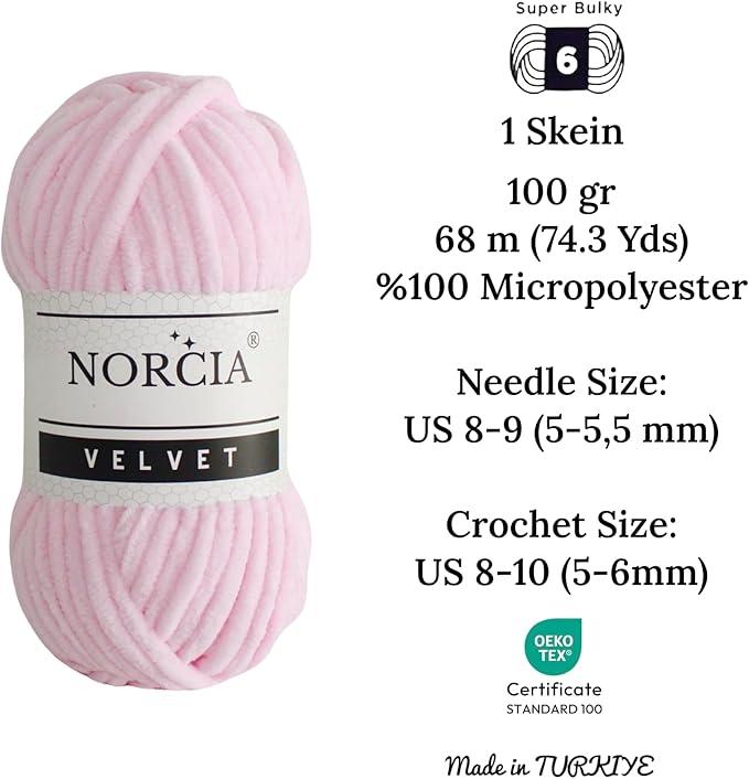 Soft Velvet Yarn Chenille Yarn for Crocheting Super Bulky 3x100g (3x75 yds) Baby Blanket Yarn for Knitting Amigurumi Yarn for Crochet Weaving Craft (Baby Pink, 3 Skeins)