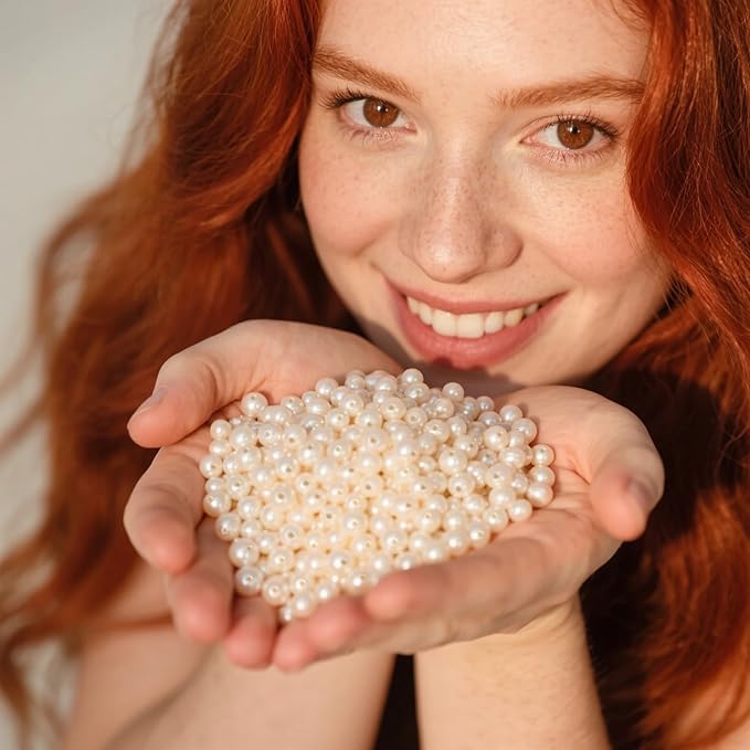Laopottbeads 2000 Pcs Ivory White 4MM Pearl Beads for Jewelry Making Round Pearl DIY Kit for Bracelets, Earrings, Necklaces & Anklets