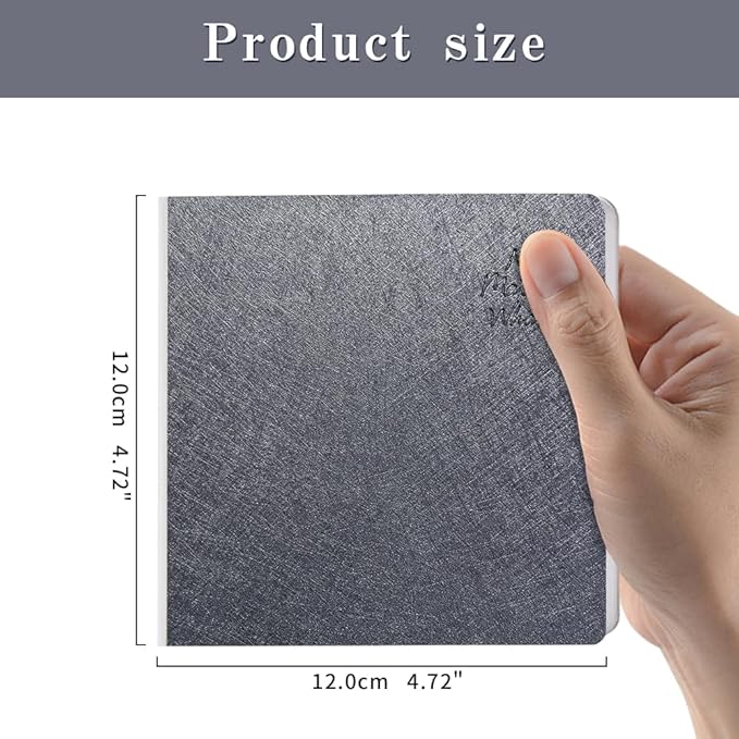 Mifuner Dark Grey Hardcover Sketchbook Square Hardbound Sketch Journal 4.7 x 4.7 Inch 42 Sheets Art Book 250GSM Ultra Smooth Paper Ideal for Pencils,Water Color Pen,Marker Pen