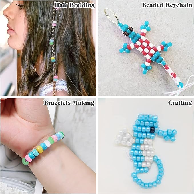simetufy 1200 pcs pony beads macaron pastel colored beads for crafts hair beads for hair braiding, 8 candy colors