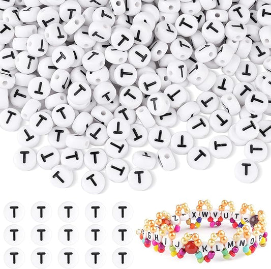 1500pcs Letter T Beads Bulk, Letter Beads, Alphabet Bead for Friendship Bracelets, Jewelry Making Supplies,DIY Making Kit