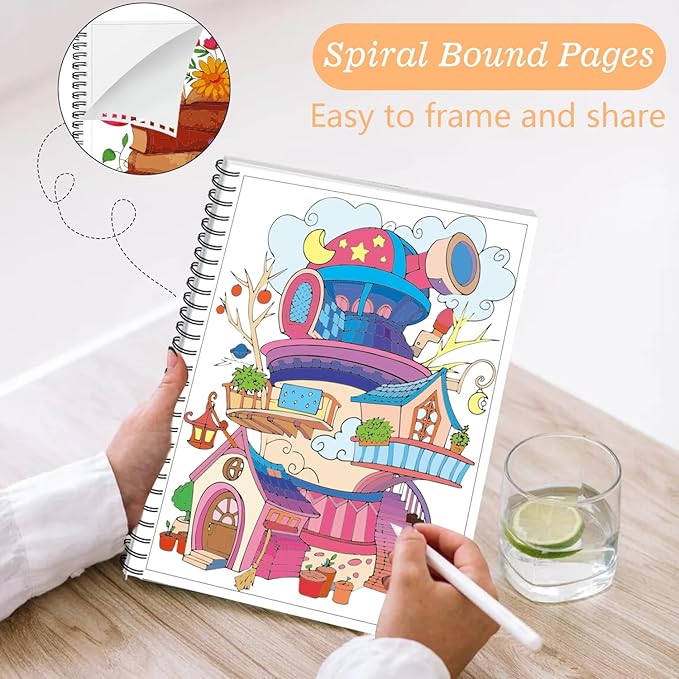 Aannanl Adult Coloring Book 3 Pcs Coloring Books for Adults Relaxation Mandalas,Flowers and Fairytale House Theme Spiral Bound Coloring Book for Women to Stress Relief (Artistic Aesthetics)