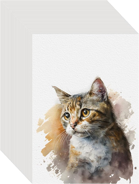100PCS 5x7 Watercolor Paper Bulk, 140lb/300g Cold Press Thick Water Color Paper Pad for Child Adult, White Art Paper for Drawing Painting Markers Gouache, Textured Cotton Paper Sheets