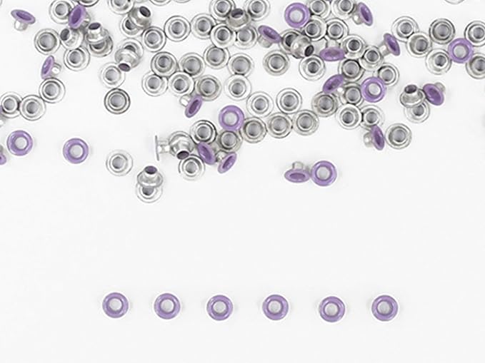 FoRapid 3mm/1/8 Aluminum Quicklet Eyelets-Scrapbooking/Birthday Wedding Baby Greeting Holiday Card/Paper Craft/Luggage Cruise Tag/DIY Album/Clothing etc-200 PCS (Light Purple)