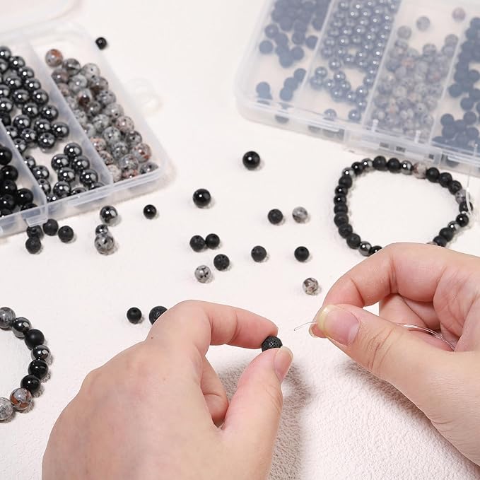 Songxi Stone Beads Bracelet Making Kit 300PCS, 6mm Loose Crystal Gemstone Beads for Bracelet Necklace Earring, DIY Crafts Beads for Jewelry Making for Couples Lovers Adults