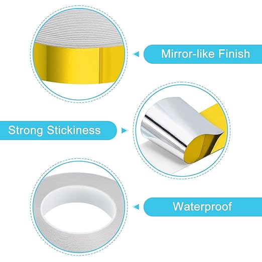 uxcell Metallic Tape, 0.98 in x 164 ft Self Adhesive Metalized Polyester Film Tape Waterproof Shiny Washi Tape for Walls Graphic Arts Gifts Wrapping Crafts Decoration, Gloss Gold