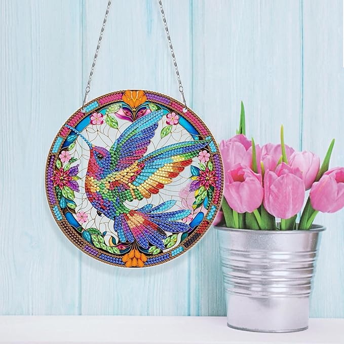 MaiYiYi 3 PCS Diamond Painting Ornaments Colorful Bird Special Crystal Gem Craft Painting Set Bird Diamond Art Ornaments for Adult Home Wall Window Art Decor (12.99X7.67 inch)
