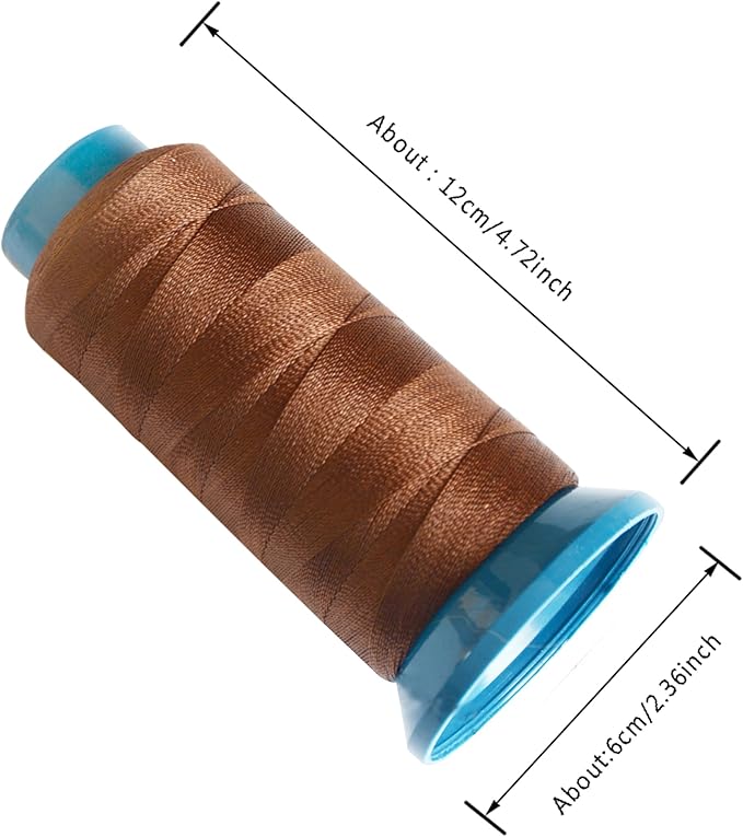 Hair Weaving Thread with C/J/I/T Needles 1500 Yards 210 D Strength Polyester Thread Sewing Thread for Making Wigs Hair Extension Kit (Brown)