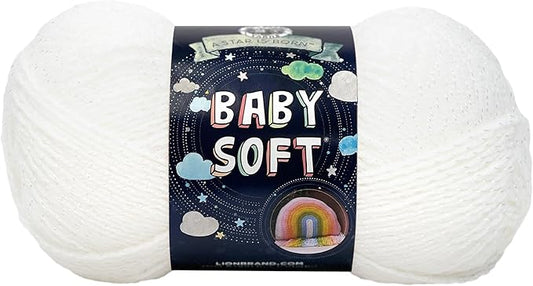 Lion Brand Yarn, Baby Soft Baby Blanket Yarn for Crocheting, Knitting, and Crafts, Baby White Pompadour, 1 Pack