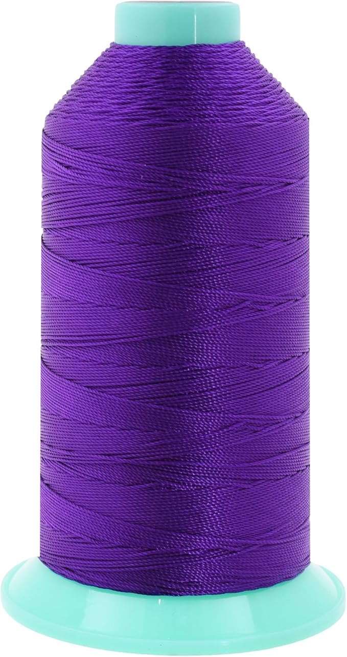 Mandala Crafts Size 207 630D T210 Bonded Nylon Thread - True Purple 800 YDs Tex 210 Heavy Duty Sewing Threads for Leather, Jeans, Weaving, Outdoor Marine Upholstery