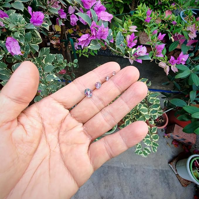 Clear Purple Bicone Glass Beads for Jewelry Making, Faceted Crytal Spacer Beads for Bracelet Necklace Earring (3mm 4mm 6mm 8mm Mixed Sizes, 1040pcs)
