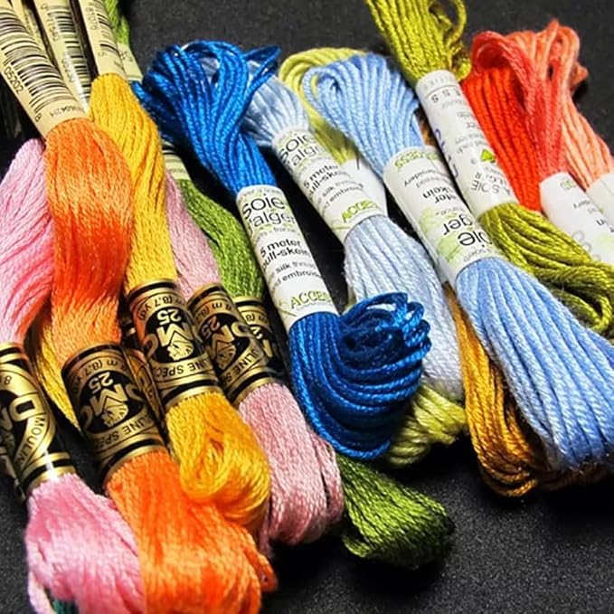 12 Skeins 105 Yards Variegated Embroidery Thread Floss Cross Stitch Threads 6 Strands Colorful Friendship Bracelet String Threads for Jewelry Making Bracelet Knitting Stitching Craft Supply