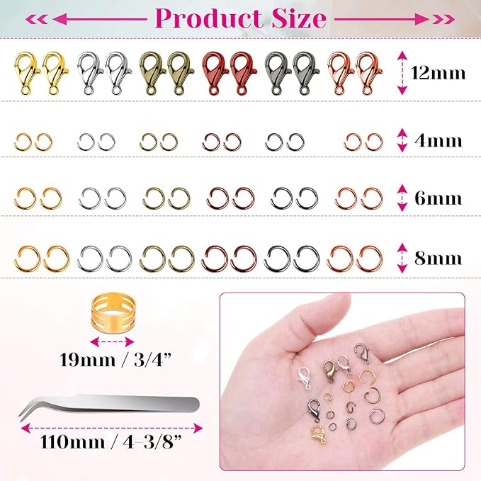 Jump Rings, Cridoz 2340Pcs Open Jump Rings and Lobster Clasps Jewelry Making Supplies Kit for Necklace and Jewelry Repair