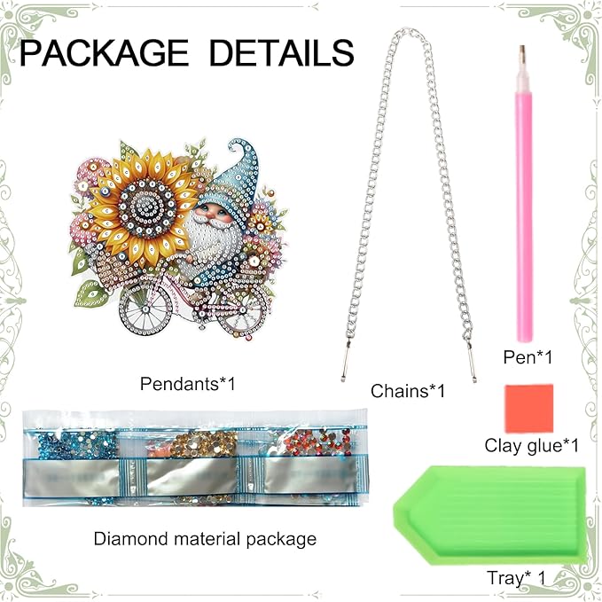AiYuanzsh 5D Diamond Painting Hanging Ornament, Gnome with Sunflower Design DIY Acrylic Pendant Kit, Handmade Diamond Art Suncatcher Decoration for Home Wall Window Gift