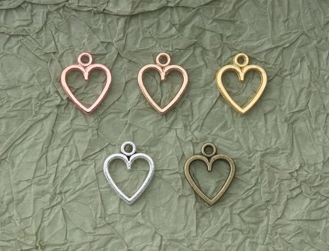 Ruwado 50 pcs Hollow Heart Jewelry Making Kits for Jewelry Making Small 1.5 x 1.2 cm Cute Accessories for DIY Crafting Project Christmas Tree Décor Necklace Bracelet Keychain Earring (Colorful)