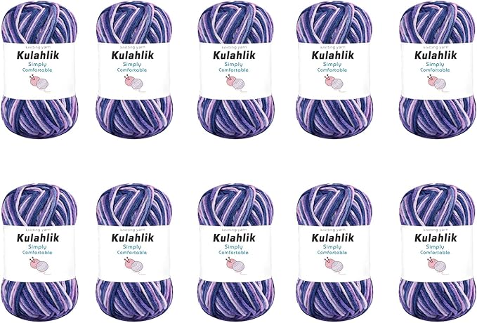 500g(10x50g) Acrylic Yarn for Crocheting and Knitting, Colorful Gradient Yarn Thread, 10 Rolls Skeins, Multicolor Hilo Acrílico, Perfect for DIY Crafts Project