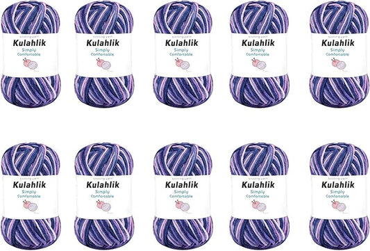 500g(10x50g) Acrylic Yarn for Crocheting and Knitting, Colorful Gradient Yarn Thread, 10 Rolls Skeins, Multicolor Hilo Acrílico, Perfect for DIY Crafts Project