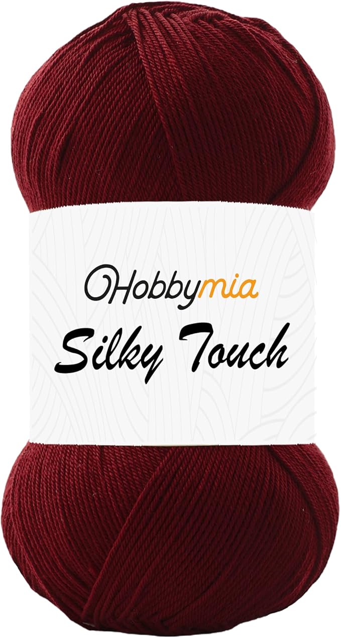 Silky Touch Acrylic Yarn - Soft Sport Weight Yarn for Crochet & Knitting - 100g / 383yds - 100% Microfiber Acrylic - Lightweight Fine Smooth Yarn(Red - Claret Red, 1 Skein)