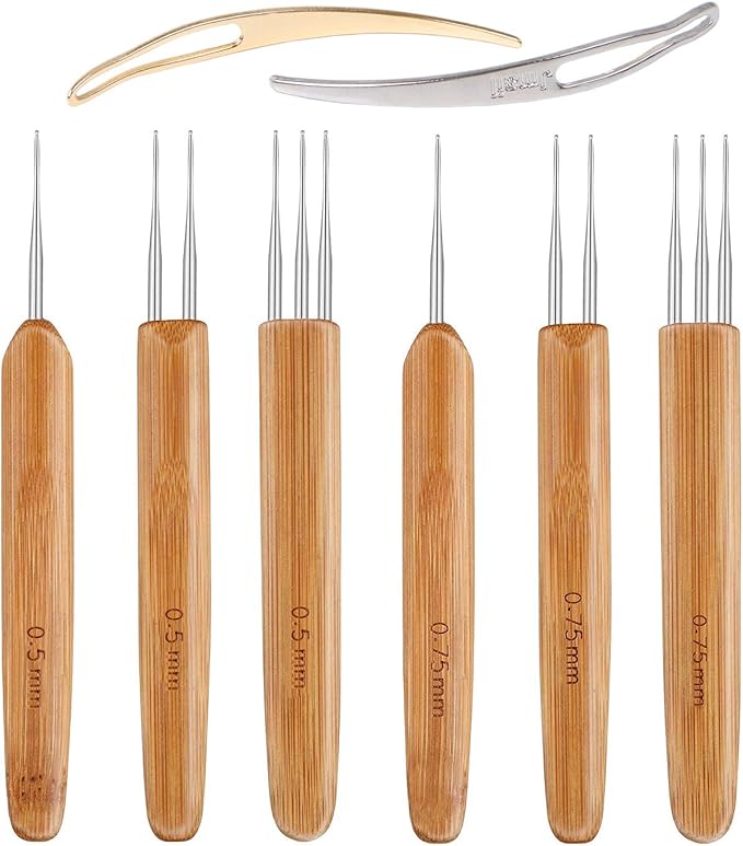 AUGSUN 8 Pcs Dreadlock Crochet Hook Tool, Braid Hair Dreadlocks Needle Weaving Crochet