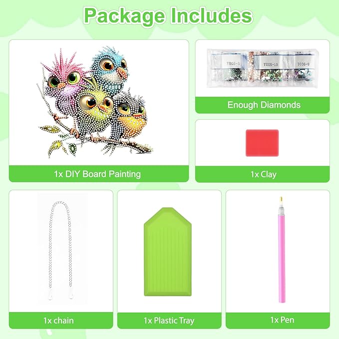 TOSTOG Diamond Art Hanging Kits for Adults, 5D Birds Diamond Painting for Adults Window Pendant, Special Shape Diamonds DIY Birds Diamond Painting Hanging Pendant Kit for Wall Decor Gift