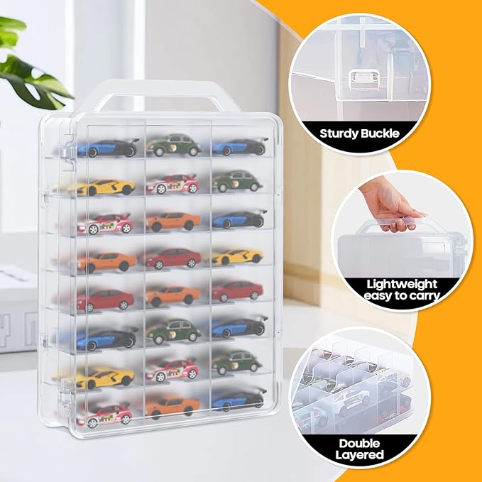 46 Grids Sewing Organizer, Double Sided Thread Box Storage, Portable Clear Plastic Organizer Box for Embroidery and Sewing Threads, Embroidery Floss, Crafts, Small Toys (Clear,1 Pack)