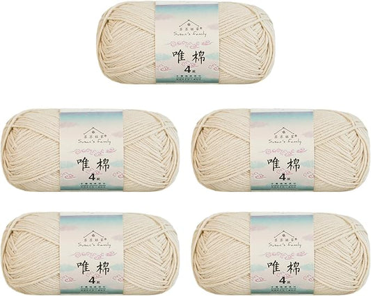 Susan's Family 4 ply 60% Cotton 40% Acrylic Yarn - Soft & Durable - 5 x 50g (1.76oz) - 655 Yards for Knitting & Crocheting - Baby Blankets, Amigurumi, Sweaters & More