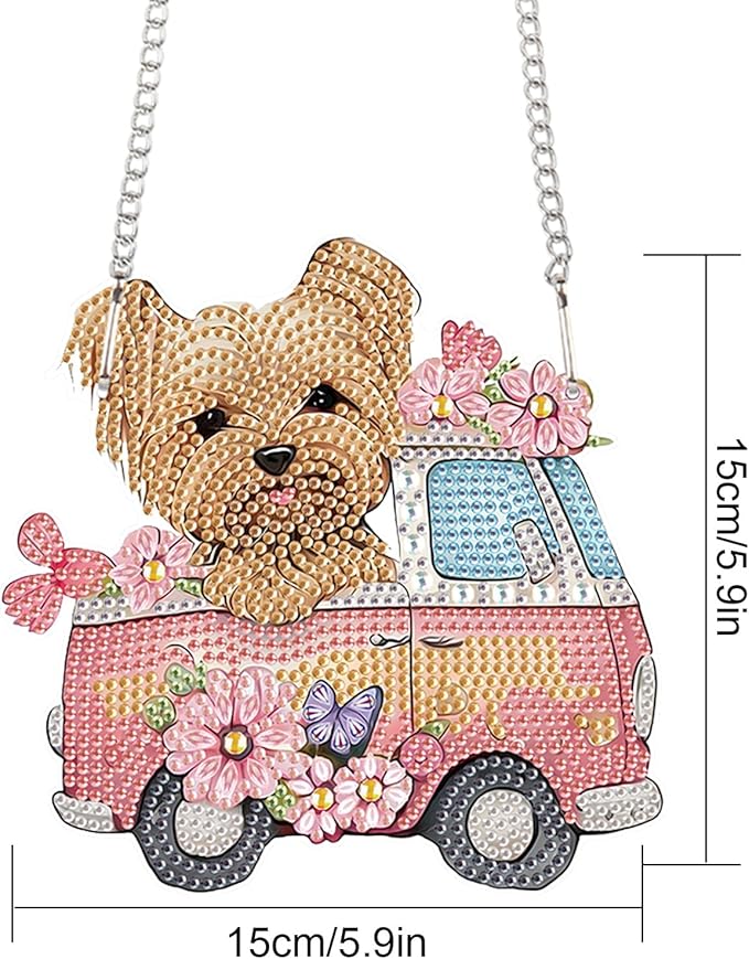 AiYuanzsh Yorkshire Terrier Dog Diamond Art Hanging Kit for Adults, Special Shaped Crystal DIY Acrylic Diamond Painting Sun Catcher, Window Pendant Craft Home Decor Gift for Dog Lovers