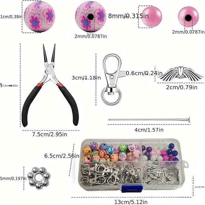 180Pcs DIY Angel Pendant Keychains Kit Including Alloy Wing Spacer Imitated Pearl Bead Pendant Lobster Buckle Claw Clasps and Pliers Jewelry Making Supplies Repair Tools Kit for Women Adults Teens