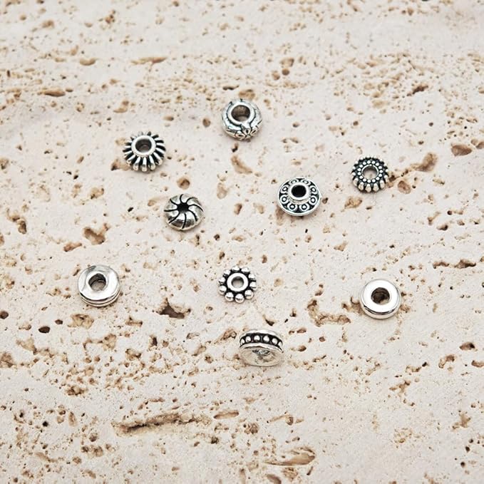 INSPIRELLE 450 Pieces Antique Silver Spacer Beads 6mm Metal Alloy Heishi Flat Rondelle Loose Beads for Bracelet Necklace Earring Jewelry Making