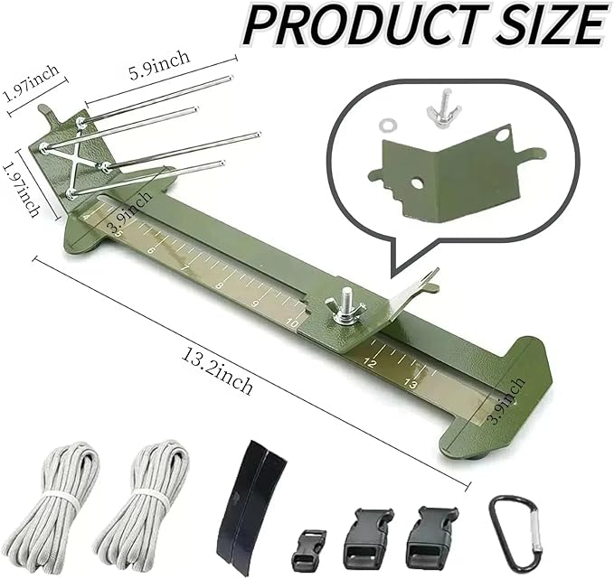 Paracord Jig Tools Bracelet Making Kit Accessories Adjustable Paracord Jig Kit with 2 Cords and 3 Buckles Bracelet Adjustable Length 4" to 13" (Kahki)