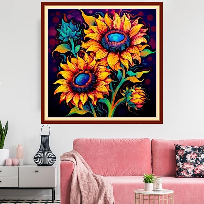 Redxing Stamped Cross Stitch Kits Embroidery kit for Beginners Adults Full Range of Embroidery Patterns Starter Kits DIY Printed Cross Stitch Kits Needlepoint Kits 11CT-Magic Sunflower 18x18 inchs