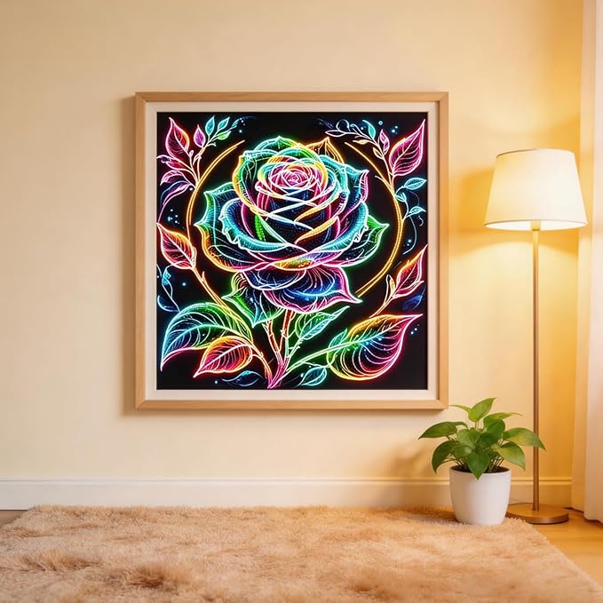 BYGFHLYW 5D Diamond Painting Kits for Adults Beginner, Rose Flower Diamond Art Kits for Adults, Full Drill Round Gem Art Paint by Diamonds Dots Crafts Kits for Home Wall Decor 13.7x13.7inch