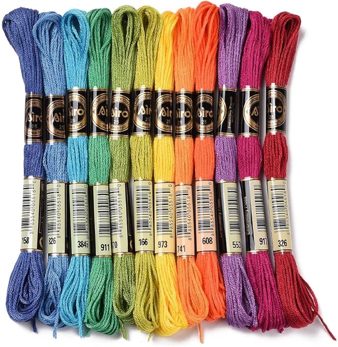 12 Skeins Colorful Embroidery Thread Variegated Floss 6 Strands Rainbow Cross Stitch Friendship Bracelet String Polyester Threads for Jewelry Making Sewing Bracelet Knit Stitching Crafts Diy