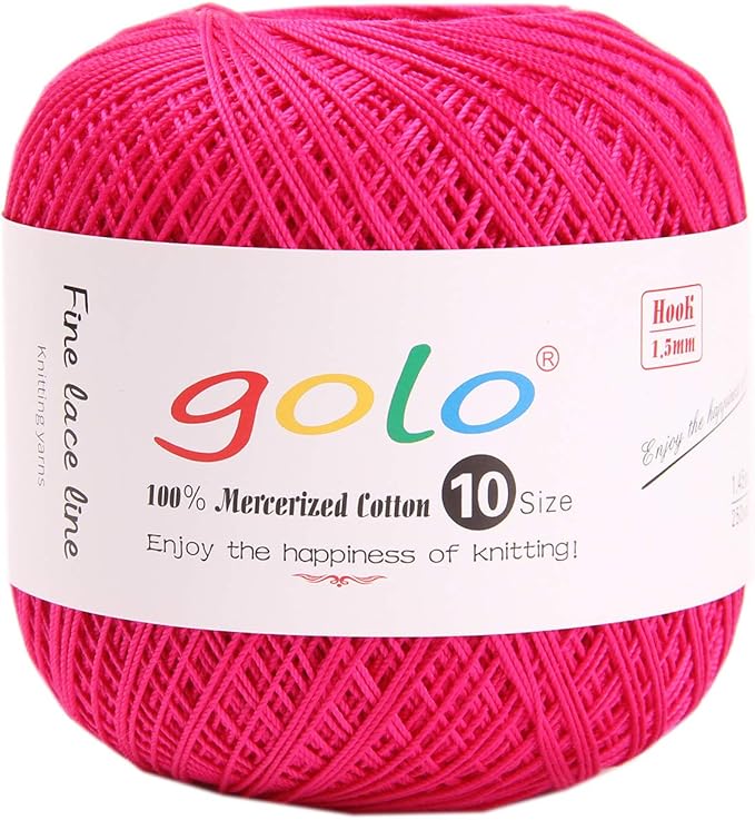 golo Crochet Thread Yarns for Begingers Size10 Crochet Yarn for Tatting Rose red 188