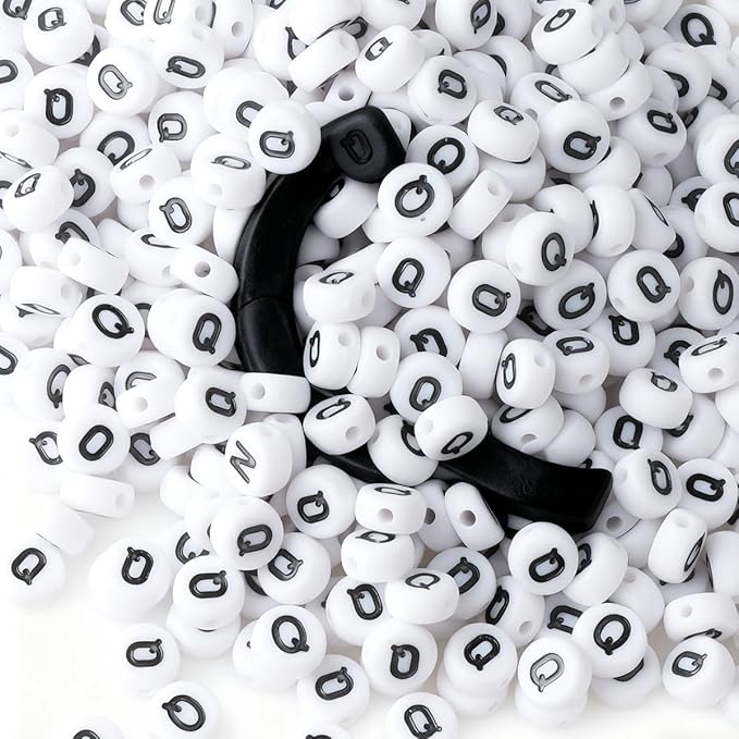500pcs Letter Q Beads for Friendship Bracelets Making Kit, Adult DIY Jewelry Making Supplies Alphabet Beads