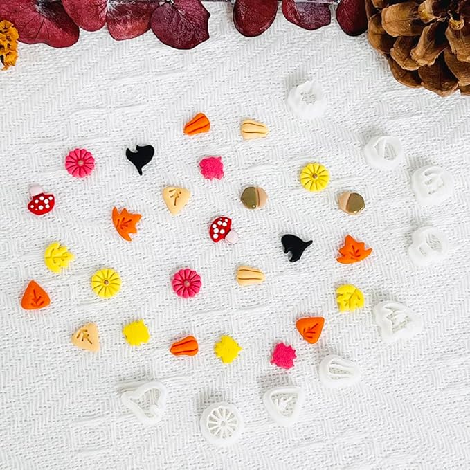 Xaekicr 10PCS Autumn Theme Polymer Clay Cutters Set – Fall Leaves, Pumpkin, Mushroom, Ginkgo – Clay Tools for Earrings, Jewelry, Crafts