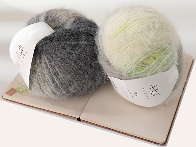 Snowbaby Wool Acrylic Blend Long Pile Yarn,(Worsted) Luxurious Fuzzy Multicolor Gradient Yarn for Knitting and Crocheting Hat Scarf Sweater, 2 * 3.52oz/100g 207yds(54-River of Forgetfulness)